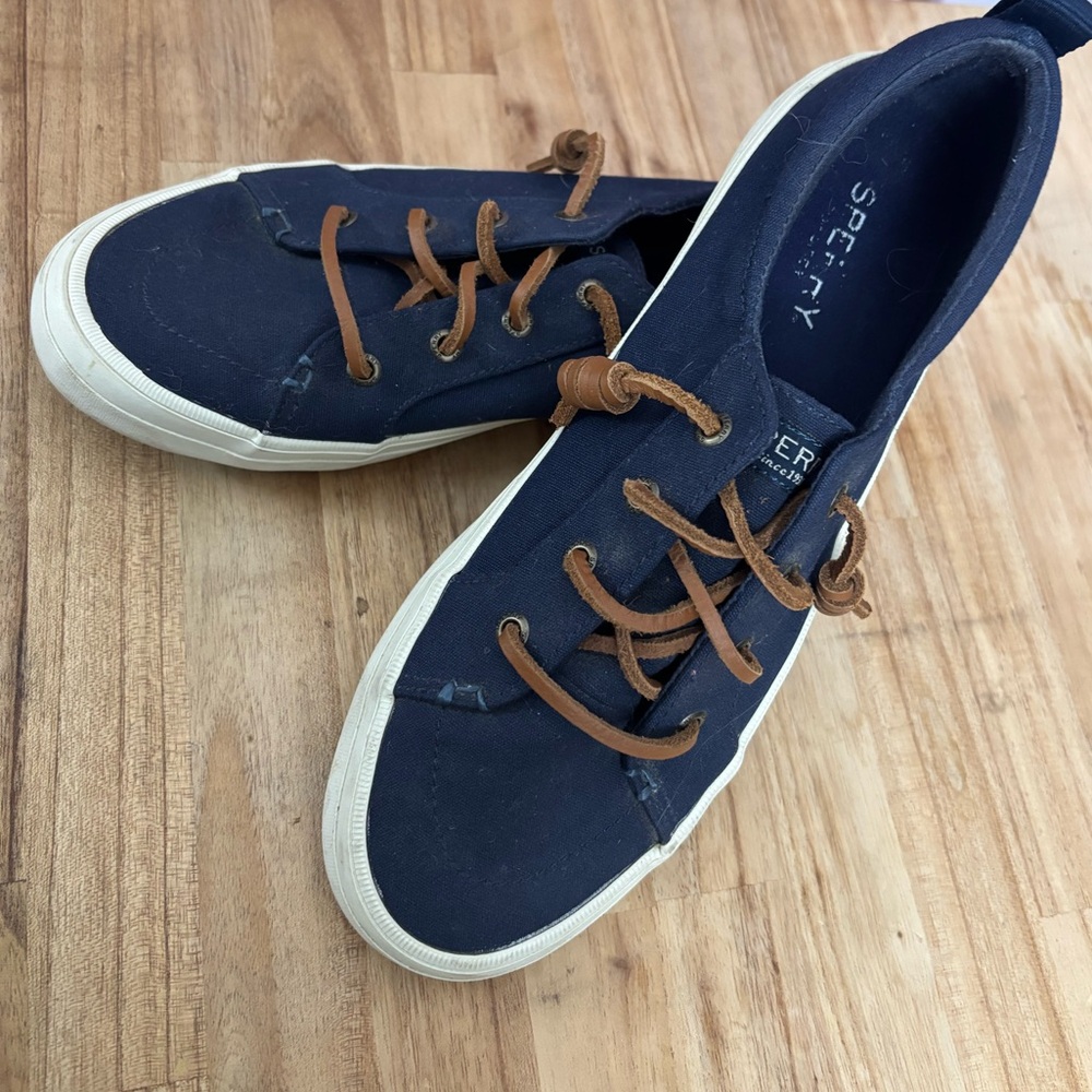Sperry Dark Blue Shoes with Tan Laces